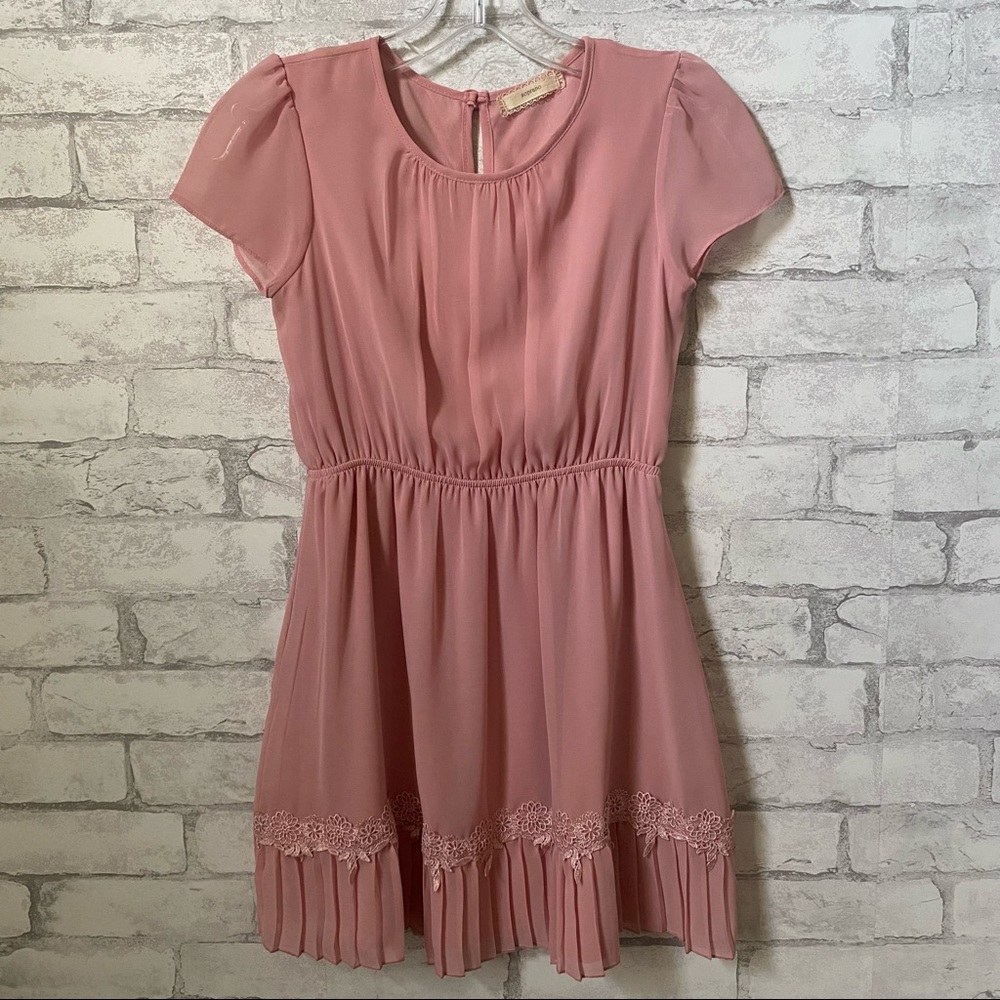 Older Girls Soprano Pleated Light Pink Flower Dress